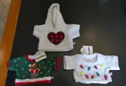 NWT Build a Bear Tipsy Elves Sequin Lights Beary Stuck Sweater Sherpa Heart Hood