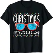 [keoStore] Christmas in July Santa Hat Sunglasses Summer Beach Funny ds440 T-Shirt