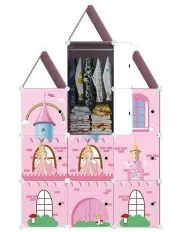 [SOGA] 10 Cubes DIY Castle Print Portable Wardrobe in Pink