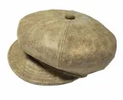 New York Hat Co., Antique Distressed Leather Spitfire Cap, Made in US,Style#9245