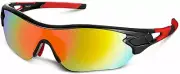 Polarised Sports Sunglasses for Men Women BLACK - RED