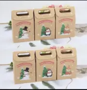 12 Pcs Christmas Cookie Gift Boxes Favors Boxes Kraft Paper Box New Xmas Candy