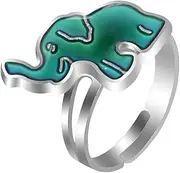 [DEARMAMY] Elephant Thermal Ring Elephant Finger Ring Versatile Ring Unique Finger Ring Jewelry Finger Rings Oval Mood Ring Animal Open Ring Adjustable Rings for Women Fashion Rings Epoxy