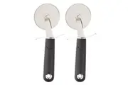2x MasterCraft Soft Grip Stainless Steel 7cm Pizza Cutter Slicer Kitchen Chopper