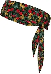 [Ghjkfbf] Leopard and Roses Print Sports Headband Sweat Wicking Sweatband for Men Women Running Cycling Yoga Fitness Workout