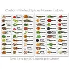 60 KITCHEN SPICES HERB JAR BOTTLES FOOD ILLUSTRATED PRINTED STICKERS LABELS