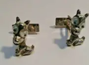 Vintage Judy-Lee Jewels Googly Moving Eye Dogs Cufflinks Silvertone M BX 4