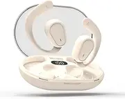 MAS CARNEY Open Ear Wireless Headphones M6, Wireless Earphones Bluetooth Earbuds with Adjustable Ear Hook, 20-Hour Playtime, 300mAh Battery, LED Display and Transparent Charging Box, Warm Yellow
