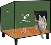 Large Indestructible Heated Cat House for Outside, Extremely Waterproof & Weatherproof Heated Outdoor Cat House for Winter, Fully Insulated Feral Cat Shelter for Outdoor Barn Cats Strays, 20x16x20 in