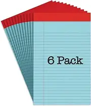 Manaloom Jr. Legal Pad Writing Pads, Narrow Ruled Writing Note Pads - Colored Notepads 5 x 8 Inch Lined Notebooks, Perforated Notebook - 50 Sheet Pads - 6 Pack (Blue)