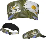 [RLDOBOFE] Sun Visor Hat Adjustable Empty Top Baseball Cap Wild Flowers and Cornflowers Daisies Sun Hats for Women Men Sunscreen Visor Caps Summer Beach Sports Hats Black, Black, One Size
