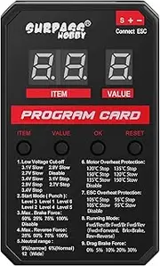 Surpass Hobby ESC Programming Card RC Car Electronic Speed Controller LED Programmer Only Compatible with Rocket Brushless 25A 35A 45A 60A 80A 120A 150A (Update Version) Black