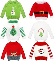 6 Pieces Elf Accessories Christmas Elf Clothes Small Sweater Elf Outfit Elf Knitted Clothing Xmas Accessory Santa Clothing Elf Accessories Clothes for Elf Doll, Doll is Not Included (Cute)