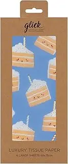 Glick 4 Sheets of Cakey Blue Tissue Paper. Each Sheet Measures 75 x 50cms When Opened and is Suitable for Birthdays & Other Celebrations