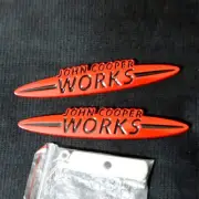 Glossy Red Black WORKS Big Metal Grille Emblem + Sticker Decal Badge Cooper John (for: Mini)