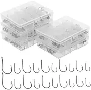 Kisangel 5 Sets Fishing Hook Kit High Carbon Steel Barbed Worm Hooks with Portable Plastic Box for Organized Freshwater Fishing Gear for Bass Trout and Catfish