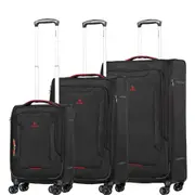 Delphin Caspian 2 Softside 3 Piece Spinner Suitcase Set Black