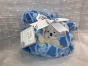 Le Bebe Favorite Baby Blanket Koala Bear Plush Security Lovey Leaves Blue Gray