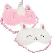 2pcs Silk Sleep Mask Soft Shade Cover for Women Plush Eye Mask for Overnight for Sleeping