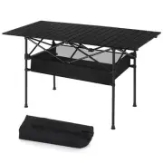 Camping Table, Portable Aluminum Roll-up Picnic Backpacking Table with Mesh S...