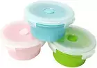 3Pack Collapsible Silicone Food Storage Containers with Lid 17OZ Foldable Lunch