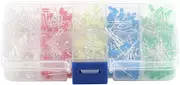 ViaGasaFamido 500PCs 3mm LED Light White Yellow Red Blue Green Range Diodes DIY Kit with Box 13.2 X 6.8 X 2.3 Cm, Ideal for Electronic Professionals or Enthusiasts