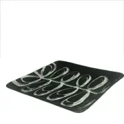 Lori Siebert Glass Fusion 20130243 BLACK & WHITE LOOPED STEMS 11" Square Plate