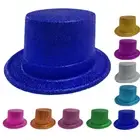 12x GLITTER TOP HAT Fancy Party Plastic Costume Tall Cap Fun Dress Up BULK - Mix
