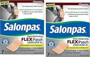 [Salonpas] Temporary Pain Relieving Flex Patch with Lidocaine 4%, Maximum OTC Strength, Stretchable Thin Fabric, Strong Adhesion, Contours to Body, Apply for Up to 8 Hours 7 ct (Pack of 2)