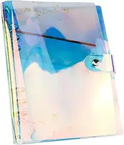 NAMOARLY PVC Colorful Loose Leaf Binder Cover with Rings Travel Journal and Diary Protector for School and Office Supplies