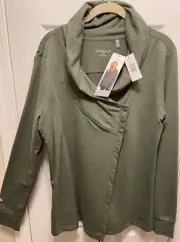 Danskin Light Weight Cotton Green French Terry Yoga Wrap Size Large