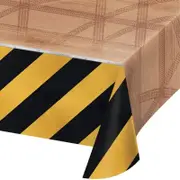 Construction Table Cover - Big Dig Builder Theme Plastic Tablecloth for Kids Birthday Party Decorations