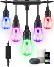 EDISHINE 96ft Smart Outdoor String Lights, Color Changing Light 36 RGBW LED B...