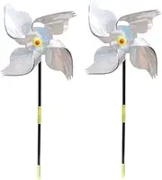 Parliky 2pcs Bird Windmill Toys Garden Decor Tool Silver Octagonal Windmill for Outdoor Garden Protection