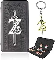 iQiin Switch Games Case Holder, 48 Slot Game Card Organiser (24 TF 24 Game Cards), 3D Relief Silicone Shockproof Portable Nintendo Switch Game Card Storage Case (Zelda)
