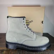 Dr. Doc Martens 1460 Mens Size 9 Milled Nubuck WP Waterproof Boots Nickel Grey