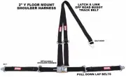 2" LATCH & LINK Y FLOOR HARNESS 3 POINT SEAT BELT BLACK CHECKERBOARD