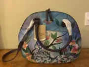 Anuschka Leather Hand-Painted Peacock Purse