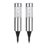 Solar Firework Light 2Pcs Solar Mosaic Lamp Ground Light Patio Stake Walkway Outdoor Garden Decor -Silver