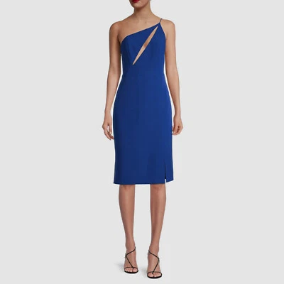 $175 Aidan by Aidan Mattox Womens Blue One-Shoulder Slash Sheath Dress Size US 8