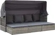 'vidaXL Acacia Wood Adjustable Sun Loungers Set, with Comfortable Cushions, Outdoor Patio/Garden Daybeds, Beige - Set of 2
