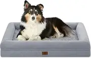 Large Dog Bed, Orthopedic Gel Memory Foam Dog Bed, Washable Dog Bed with Removable Cover, Waterproof Non-Slip Bottom Big Dog Couch Bed Grey