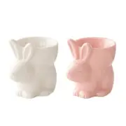 Rabbit Shape Eggs Cups Handmade Ceramic Soft Boiled Eggs Holder Safe and Fun