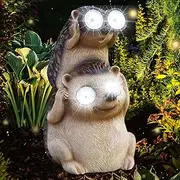 ZOYDP Garden Ornaments Outdoor Hedgehog Statue, Solar Ornaments Outdoor Garden, Waterproof LED Garden Ornaments Outdoor Animals, Garden Statues Decorations for Garden Yard, Resin Gnomes Ornaments