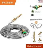 Durable Metal Garden Hose Extension 100 Ft with Brass Water Nozzle Kink Free