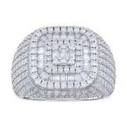Sterling Silver Moissanite Men's Square Halo Pinky Ring 4.40 Ct. | Sizes 8 to 10