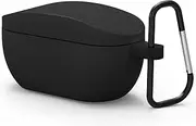 Geekria Silicone Case Cover Compatible with JBL Wave 100TWS, Vibe 100 TWS True Wireless Earbuds, Earphones Skin Cover, Protective Carrying Case with Keychain Hook, Charging Port Accessible (Black)