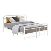 Bed Frame Metal Bed Frame LEO - Queen (White)