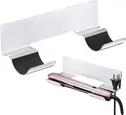Hair Dryer Wall Holder | Stainless Steel Hair Straightener Holder | No Drilling Hair Dryer Hanger Wall Mount, Bathroom Curling Iron Holder for Curling Wands Accessories