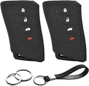 INFIPAR 2pcs Compatible with Lexus HYQ14FBF Smart 4 Buttons Black Silicone FOB Key Case Cover Protector Keyless Remote Holder for 2019 2018 Lexus ES350 LS500 LS500h LC500 LC500h, 2019 Lexus ES300h